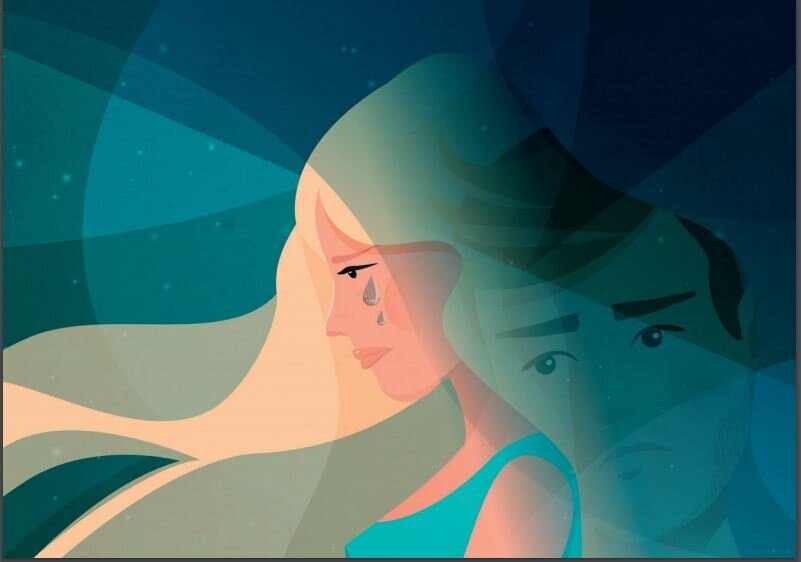 Trist mor og far illustrasjonen viser trist mor og far