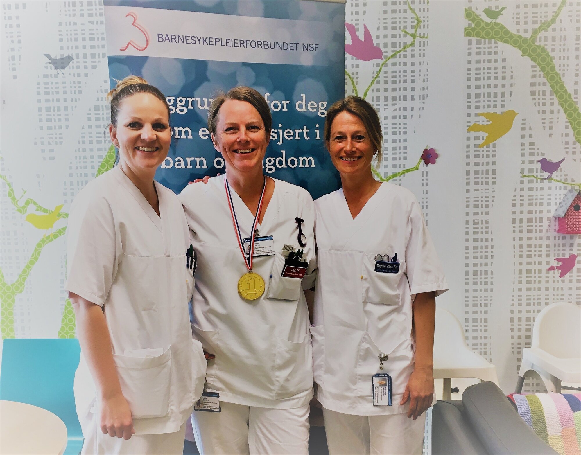 Ingrid Steinkjer, Beate Harvik, Margrethe Solbraa Bay, Drammen sykehus Bildet viser Ingrid Steinkjer, Beate Harvik og Margrethe Solbraa Bay.