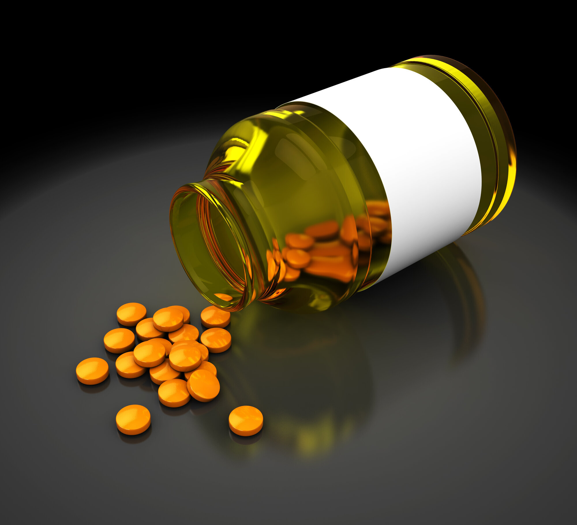 Pilleglass med hvite piller Pilleglass med hvite piller