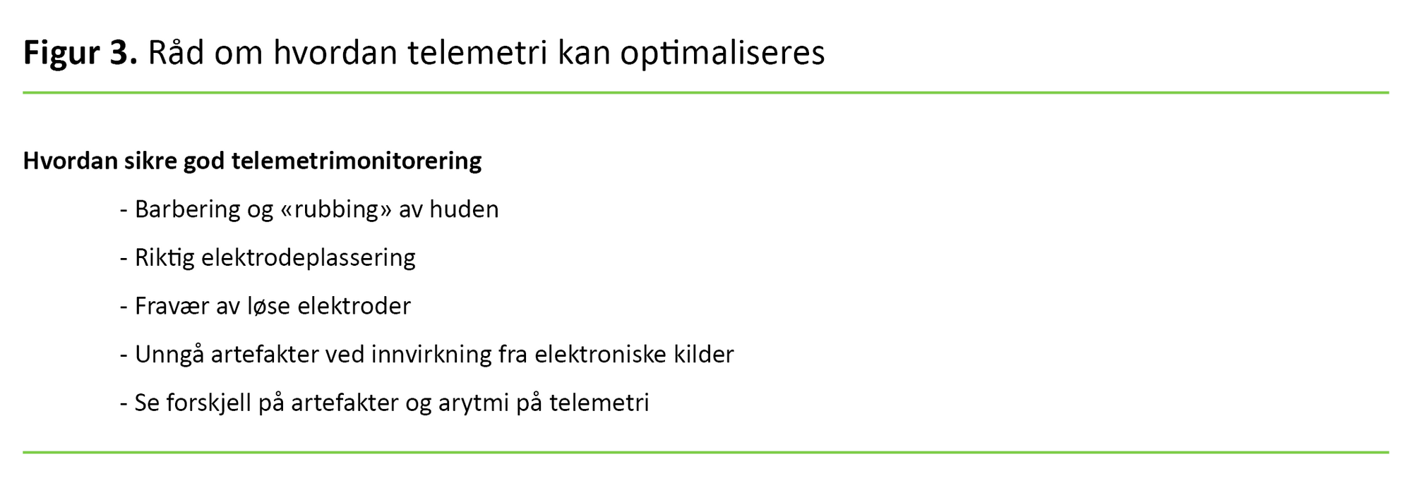 Figur 3. Råd om hvordan telemetri kan optimaliseres Figur 3. Råd om hvordan telemetri kan optimaliseres