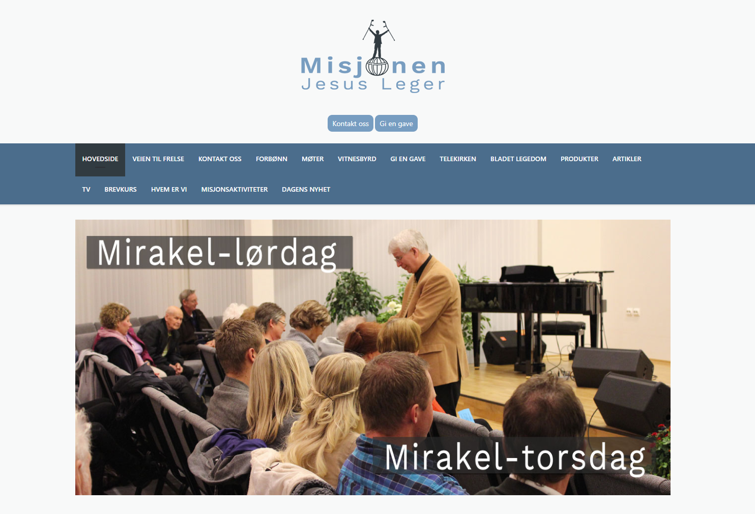 Misjonen Jesus Leger Bildet er en skjermdump fra nettsidene til Misjonen Jesus Leger