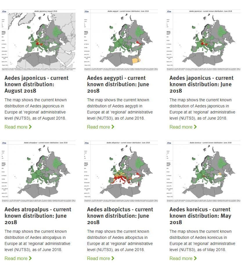 Europeisk myggkart fra ECDC bildet viser europeisk myggkart fra ECDC