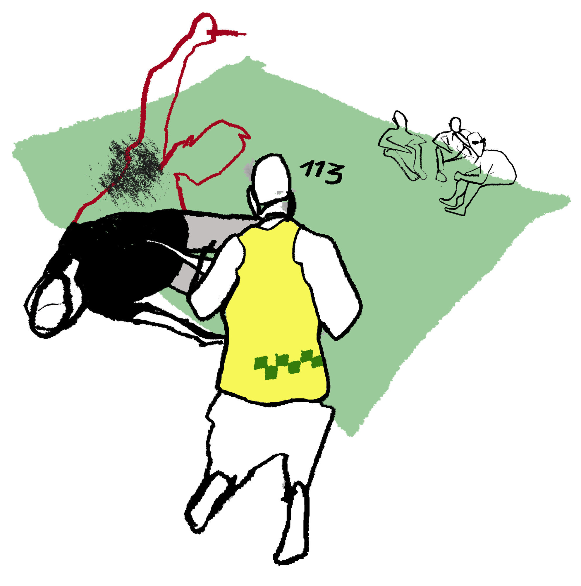 Bevistløs Illustrasjon av helsepersonell som finner en bevisstløs person i en park