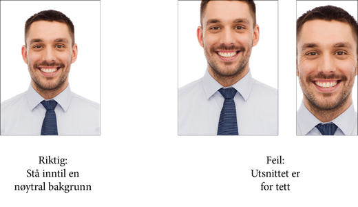 Bilde som forklarer hvordan profilbilde skal se ut