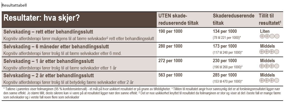 Resultattabell Bildet viser resultattabell