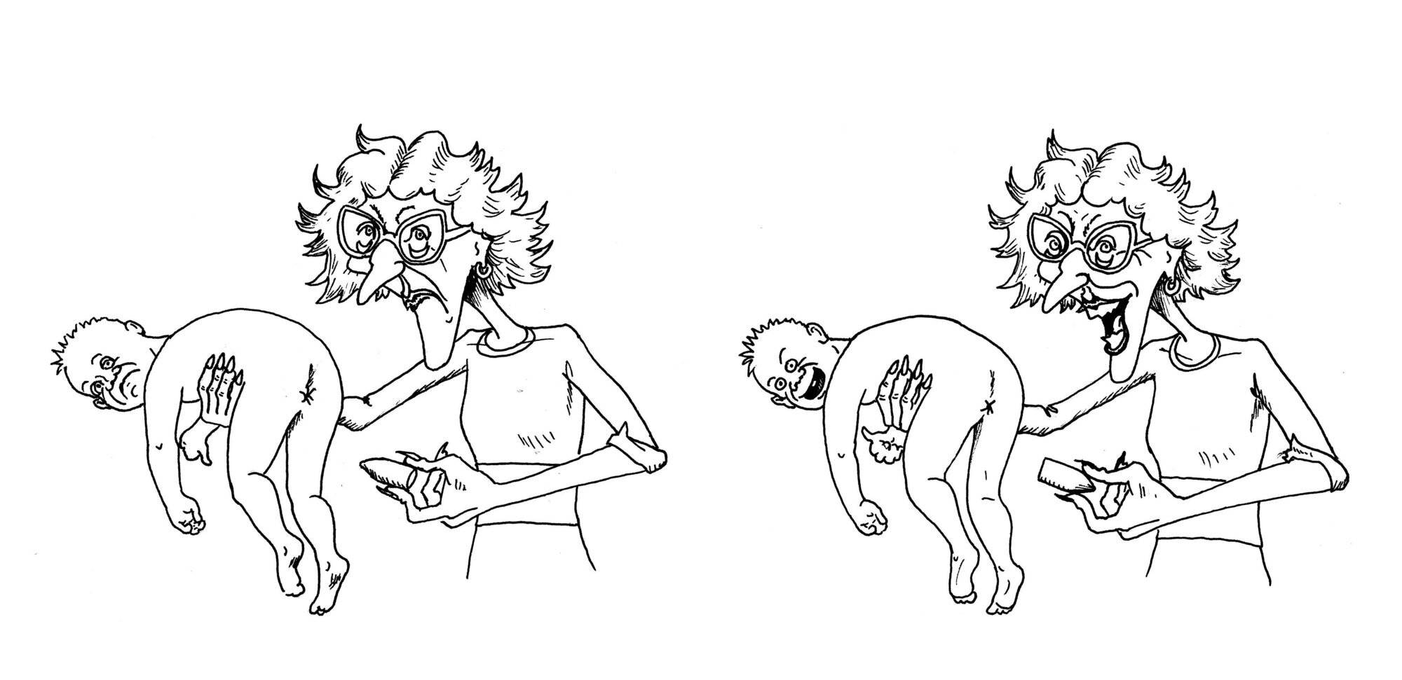 Kaveh Rashidi, Jonas Kinge Bergland, Manus om anus Illustrasjonen viser en baby som skal få stikkpille.