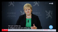 Statminister Erna Solberg på tv