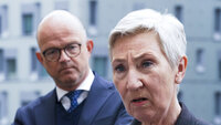 Bildet viser NHO-direktør Ole Erik Almlid og LO-leder Peggy Hessen Følsvik