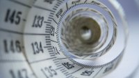 Målebånd Bildet viser et målebånd.