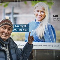 Akhenaton de Leon, leder i OMOD,NSF-leder Lill Sverresdatter Larsen på bilde