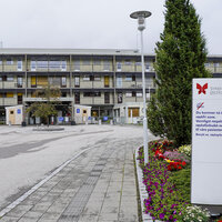 Bildet viser inngangen ved Moss sykehus