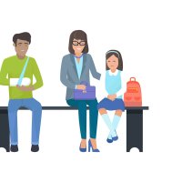 Tegning av pasienter på et venterom